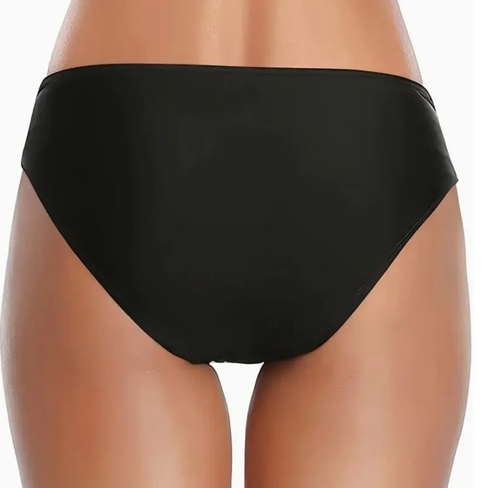 NWT High Cut Bikini Bottom Black Size small  Cross front bottom only